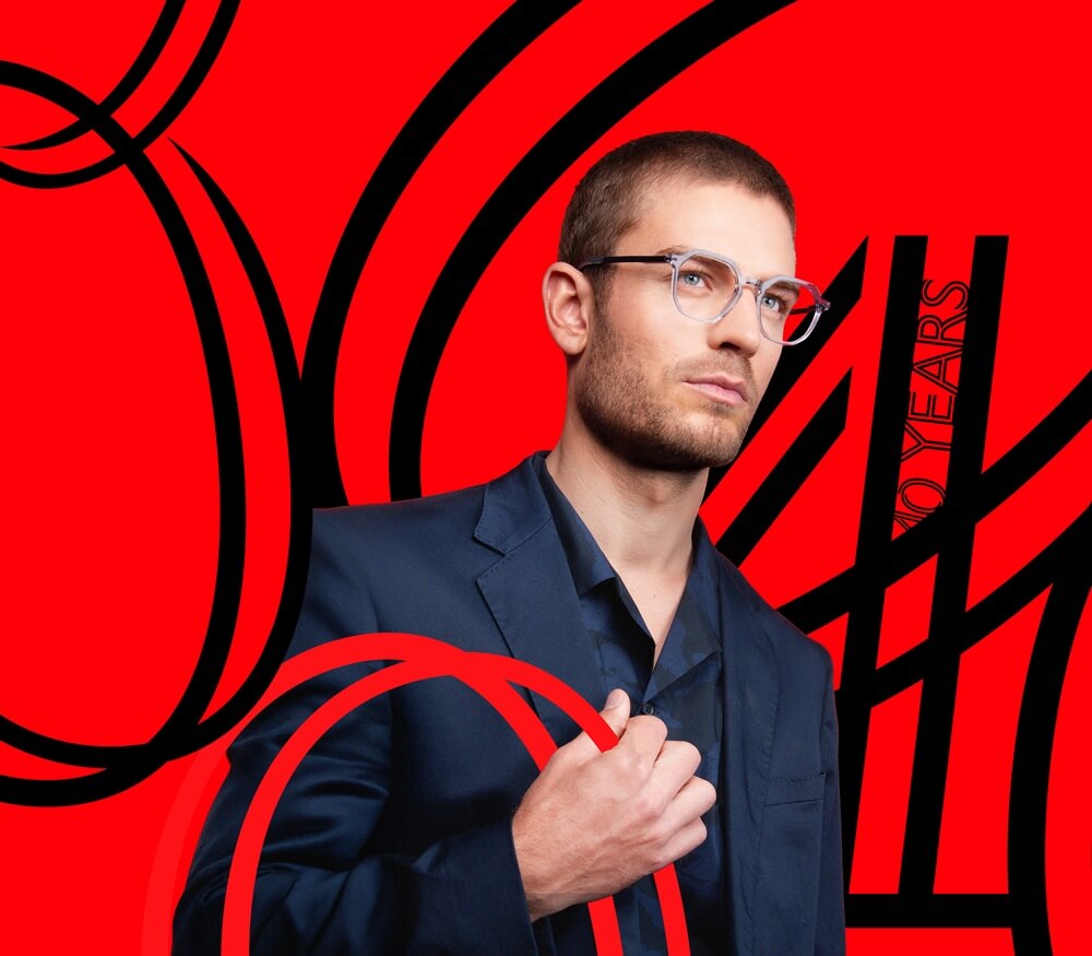 Image of a man wearing j.f. rey eyewear