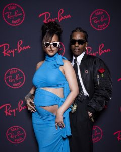 Photo of A$AP ROCKY and Rihanna wearing ray-ban sunglasses