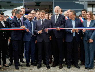 Image of President Emmanuel Macron Inaugurating EssilorLuxottica’s Excellence Laboratory in France