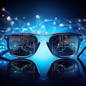 Image of sunglasses with a technology theme