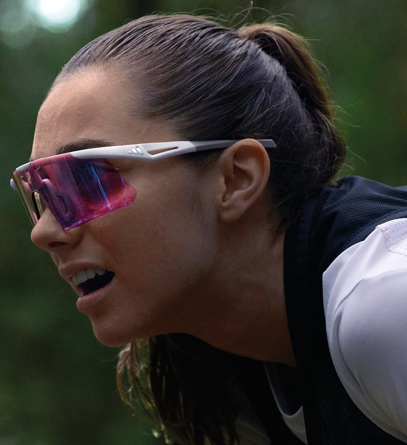 image of a female model wearing adidas sport eyewear