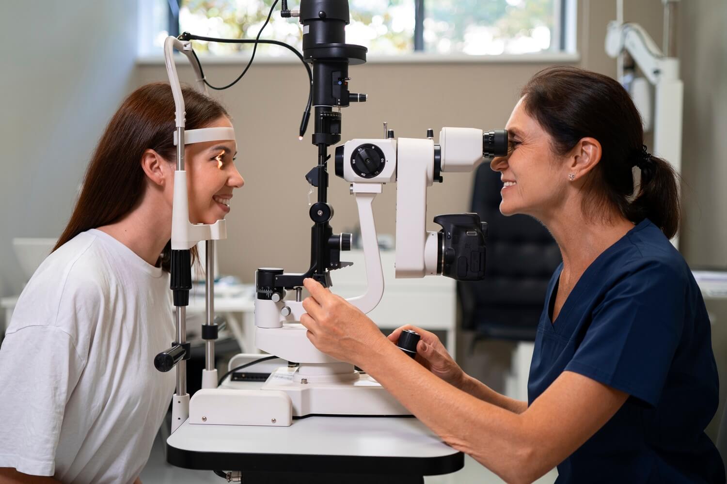 Image of a patient during an eye exam