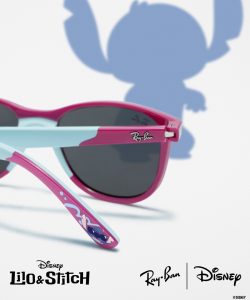 Image des solaires ray-ban avec la silhouette de Stitch