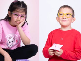 Main article image: Image of two kids wearing lookkino tri-x eyewear