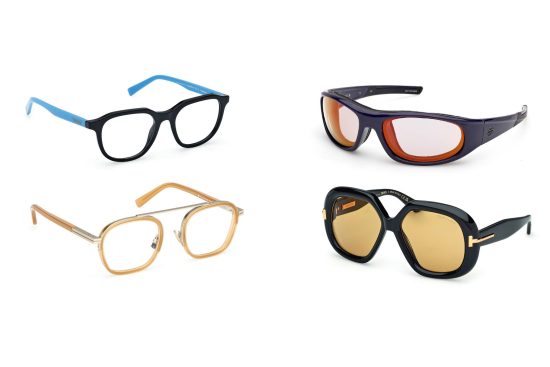Main article image: collection of two sunwear (Harley Davidson and Tom ford) and two eyewear (Zegna and Timberland)