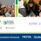 Promotional image for Optometry's Meeting 5th World Congress of Optometry, June 25-28, showing optometry professionals in educational and networking sessions, with logos of organizing bodies and sponsors HOYA and EssilorLuxottica