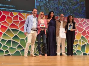starting from left presenter, Monia Innocenti (MIDO), presenter, Max Galli and Sara Lometti (Mixer Group)