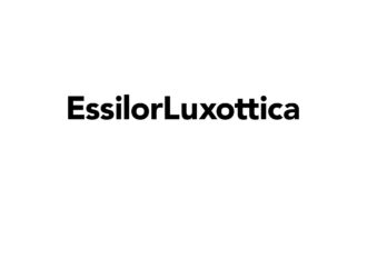 Logo de l'entreprise EssilorLuxottica en texte noir sur un fond gris clair.