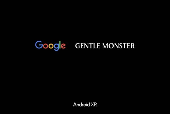 Logo de collaboration entre Google et Gentle Monster sur fond noir, avec « Android XR » écrit en dessous.