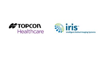 Topcon Healthcare and IRIS logos side by side, representing the strategic acquisition of Intelligent Retinal Imaging Systems by Topcon Healthcare.