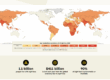 World map showing age-standardized prevalence of all sight loss in 2020, with countries color-coded from light yellow (3-6%) to dark red (27-30%). Below the map are three key statistics: 1.1 billion people live with sight loss, $411 billion is lost each year from the global economy due to sight loss, and 90% of sight loss is preventable or treatable.