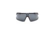 Adidas DUNAMIS EVO sport sunglasses with wraparound dark smoke-tinted shield lens, reinforced upper bar design and black frame, front view