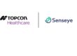 Annonce de partenariat montrant les logos de Topcon Healthcare et Senseye séparés par une ligne verticale