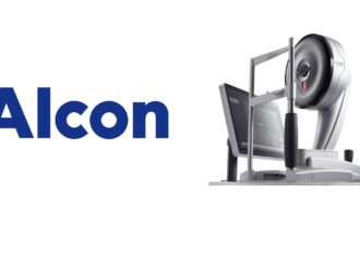 Alcon logo with WaveLight EX500 excimer laser system - advanced LASIK surgery equipment featuring the company's new wavelight plus personalized treatment technology