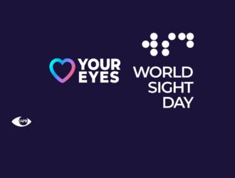 Journée mondiale de la vue - logo YOUR EYES avec symbole de cœur et points braille, marquage APB