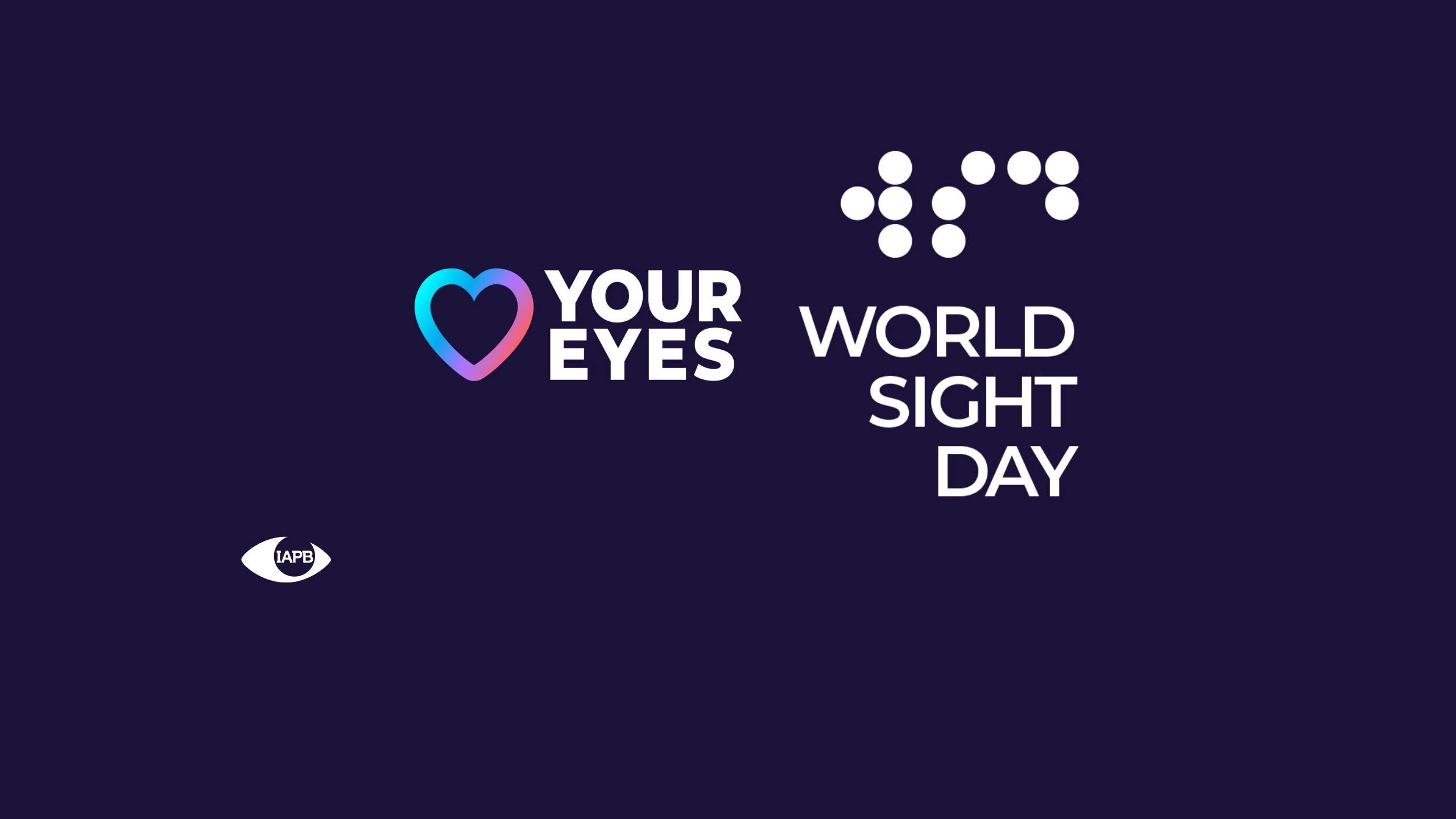 Journée mondiale de la vue - logo YOUR EYES avec symbole de cœur et points braille, marquage APB