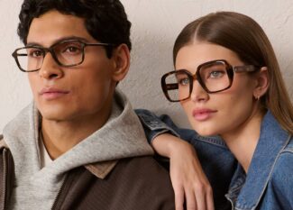 A man and woman wearing casual Abercrombie & Fitch eyewear.