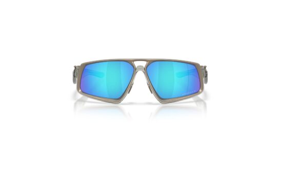 Lunettes de soleil Oakley Massillon en coloris Grey Ink avec verres Prizm Sapphire Polar, mettant en valeur la forme angulaire distinctive et la construction hybride titane