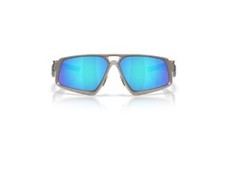 Oakley Massillon sunglasses in Grey Ink colorway with Prizm Sapphire Polar lenses, showcasing the distinctive angular frame shape and titanium hybrid construction