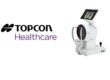 Logo Topcon Healthcare avec l’appareil TERA Dry Eye Imager.