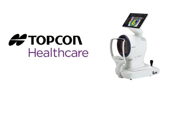 opcon Healthcare logo with TERA Dry Eye Imager device.