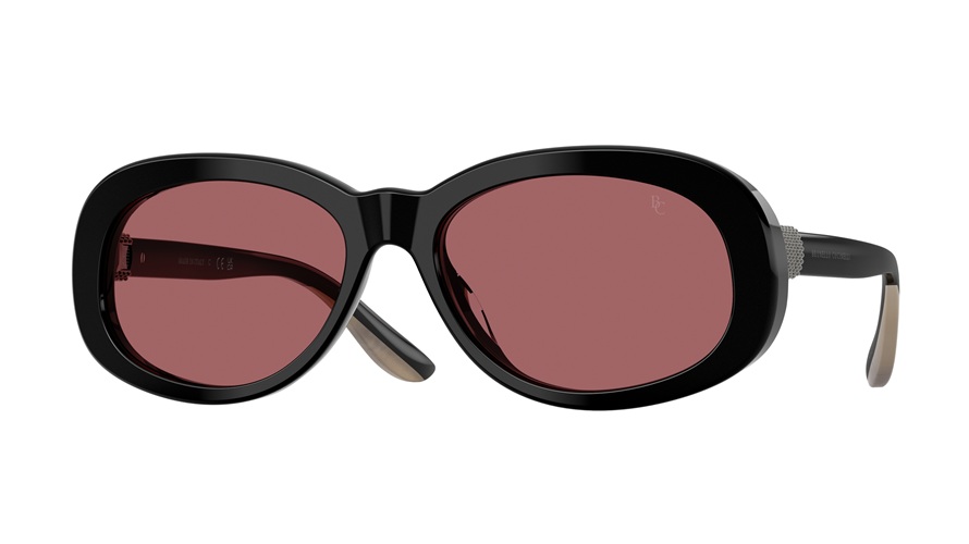 Lunettes de soleil Brunello Cucinelli BC4021S noires avec verres polarisés amarante et silhouette féminine rétro