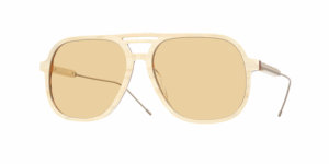 Brunello Cucinelli BC4022S pilot sunglasses in panama havana acetate with gold temples and yellow lenses