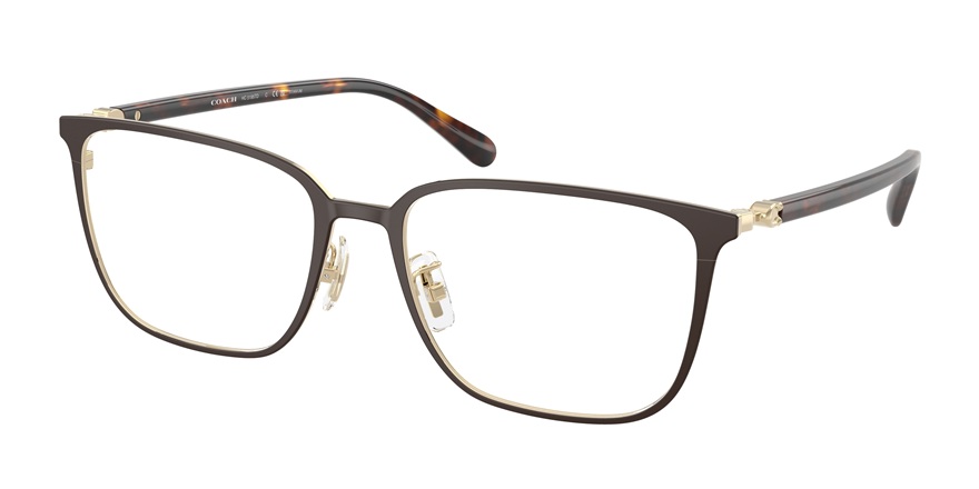 Monture optique en titane Coach HC5195TD en brun foncé mat et or clair avec forme carrée