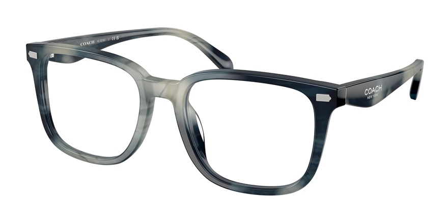 Monture optique en acétate Coach HC6276U en coloris bleu strié avec forme carrée et design minimaliste