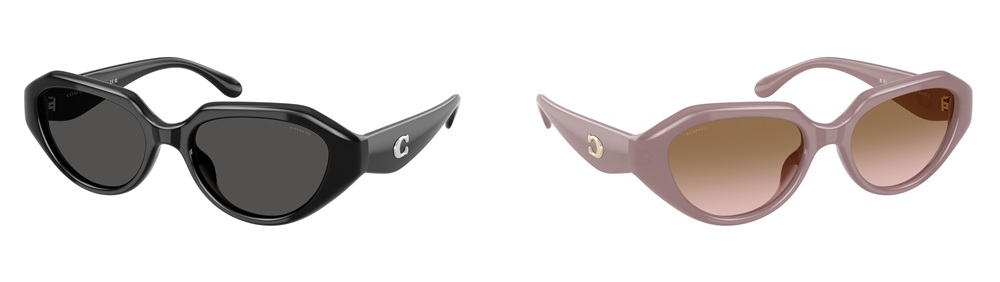 Lunettes de soleil Coach HC8433U en noir et putty laiteux au design géométrique angulaire