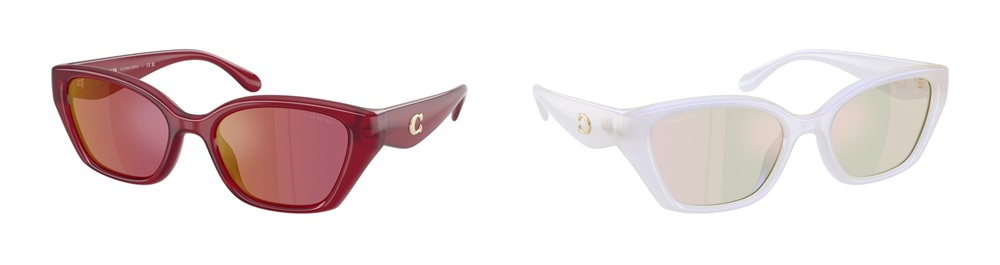 Lunettes de soleil Coach HC8434U en coloris cherry laiteux et perle métallique avec branches sculptées