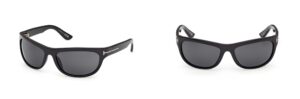 TOM FORD ANDERS-02 black wraparound sunglasses with signature T-logo, front and side view
