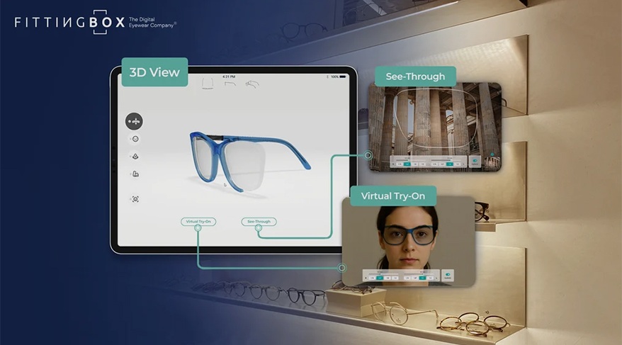 Interface multi-vues d'Optical Fit Pro en magasin d'optique