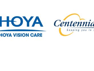 Hoya Vision Care and Centennial logos with tagline 'keeping you in sight