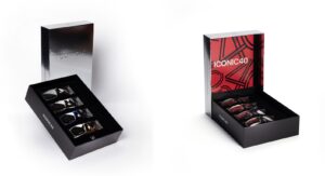 J.F. Rey ICONIC40 limited edition eyewear collection displayed in premium collector's boxes - four distinctive colorways celebrating 40 years