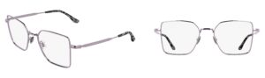 Two views of Lacoste L2316 optical glasses in Light Rose metal with butterfly-shaped frames and tortoise temple tips featuring green stripe detail
