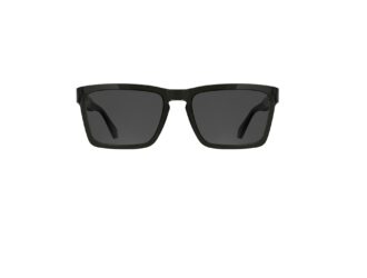 CKJ25617S sunglasses, front view showing modified rectangular silhouette in transparent grey.