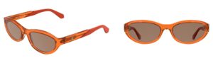 CKJ25618S sunglasses in transparent orange, cat-eye acetate frame with CK logo