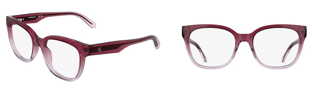 CKJ25632 optical glasses, front view, oversized butterfly-shaped frame in gradient wine rose color