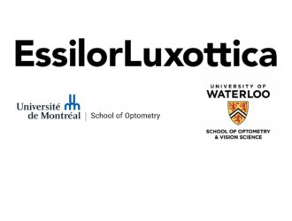 Logos du partenariat EssilorLuxottica avec l'École d'optométrie de l'Université de Montréal et l'École d'optométrie et des sciences de la vision de l'Université de Waterloo
