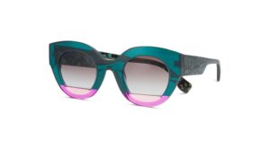 FACE A FACE FILL sunglasses in teal and pink two-tone acetate with horizontal dividing line across lenses and tortoiseshell temple tips