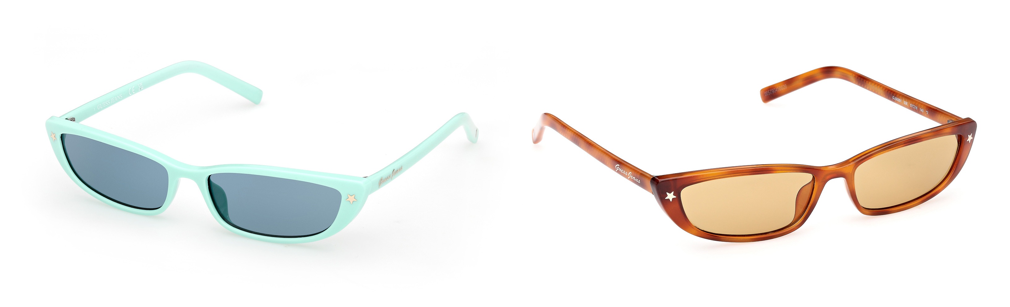Lunettes de soleil GJ00001 rectangulaires vert menthe et écaille de tortue avec détail étoile