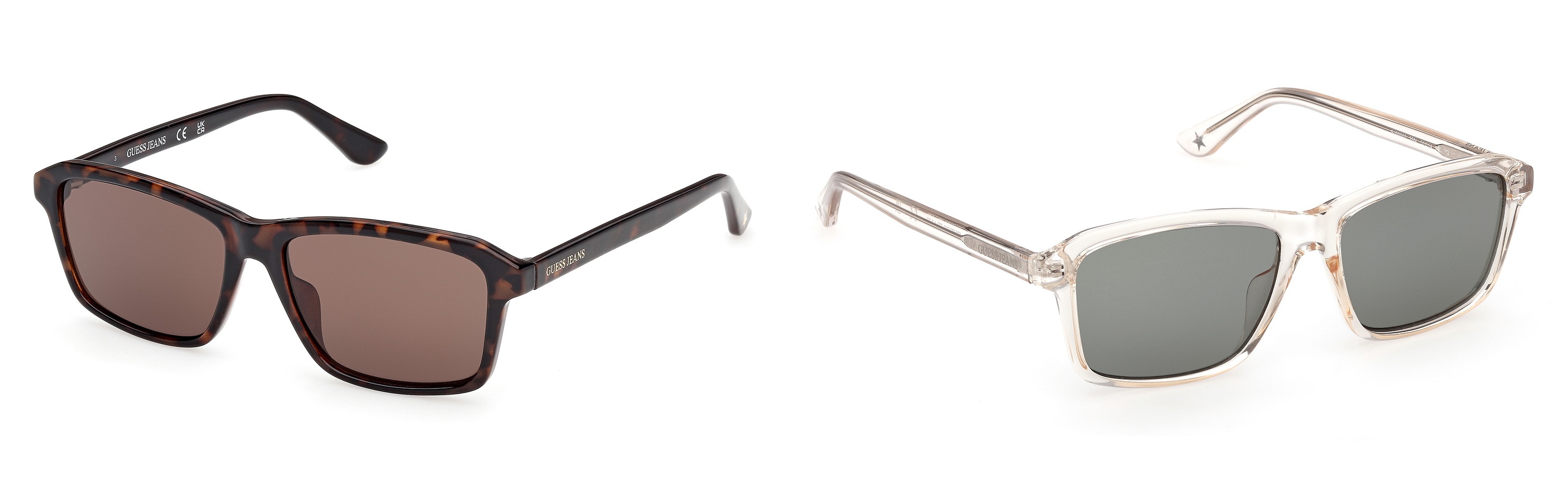 Lunettes de soleil GJ00002 monture carrée écaille de tortue et cristal transparent avec accent étoile