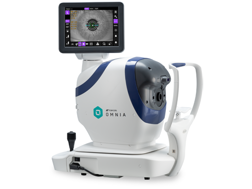 Topcon OMNIA 4-in-1 automated eye testing device with rotating screen display