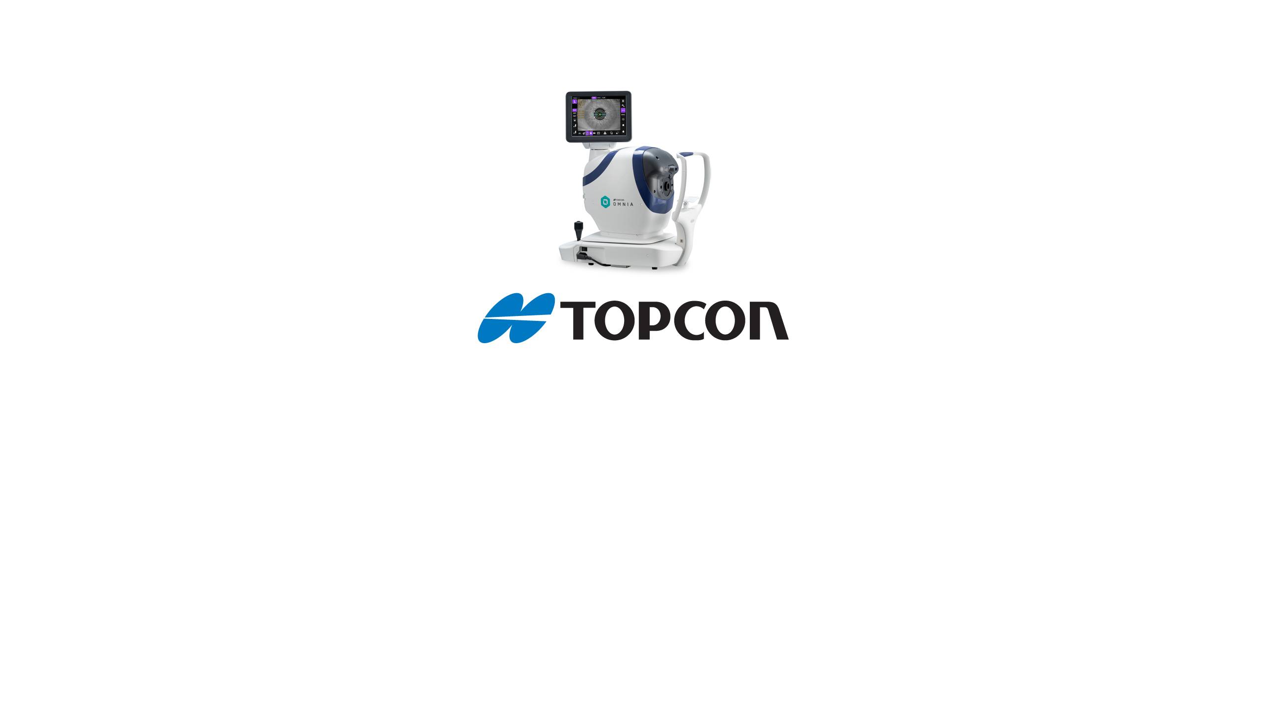 Appareil de test oculaire automatisé 4-en-1 Topcon OMNIA avec écran rotatif avec logo Topcon en dessous