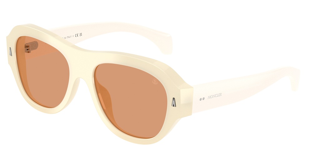 Moncler cream oversized aviator sunglasses with orange lenses