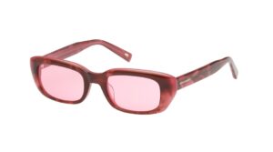 Lunettes de soleil rectangulaires à verres roses et monture écaille