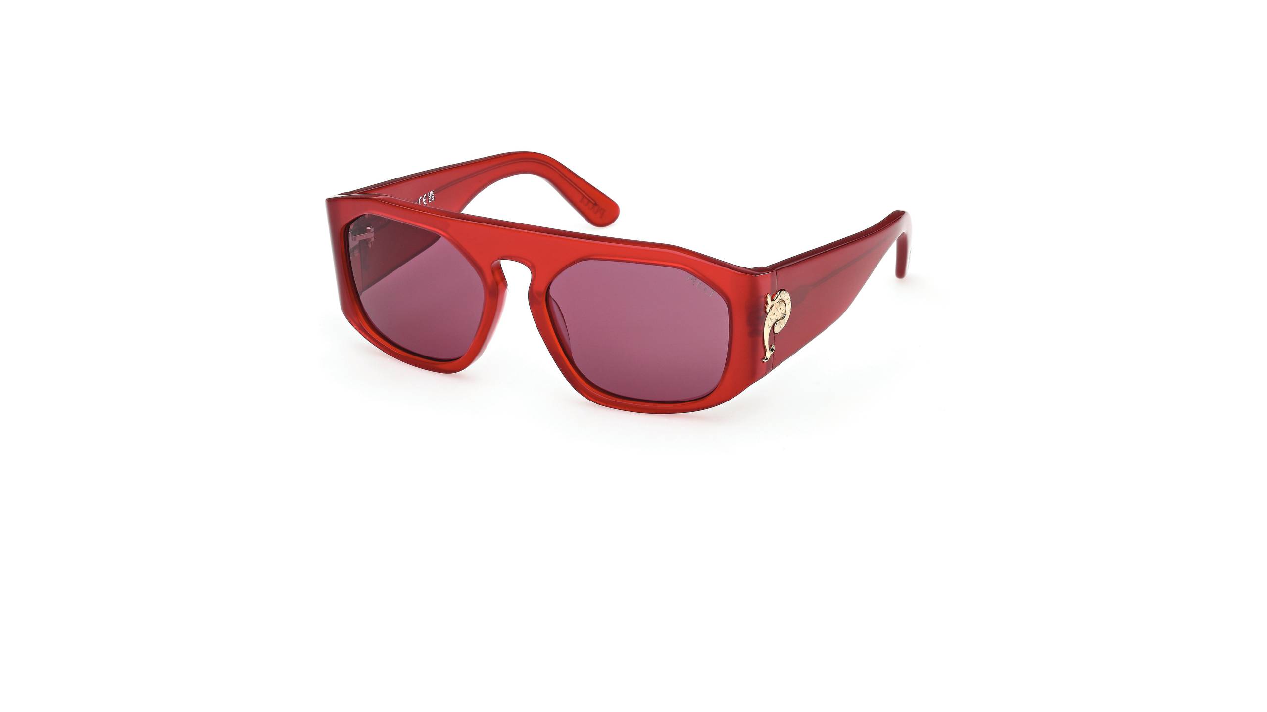 Lunettes de soleil rouges translucides avec détail dauphin