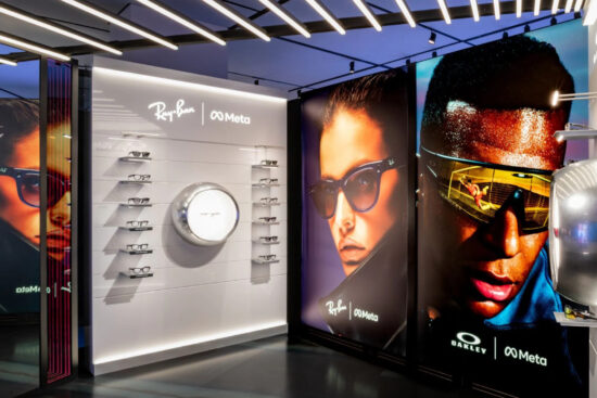 Ray-Ban Meta smart glasses exhibition featuring collaborative tech eyewear and displays