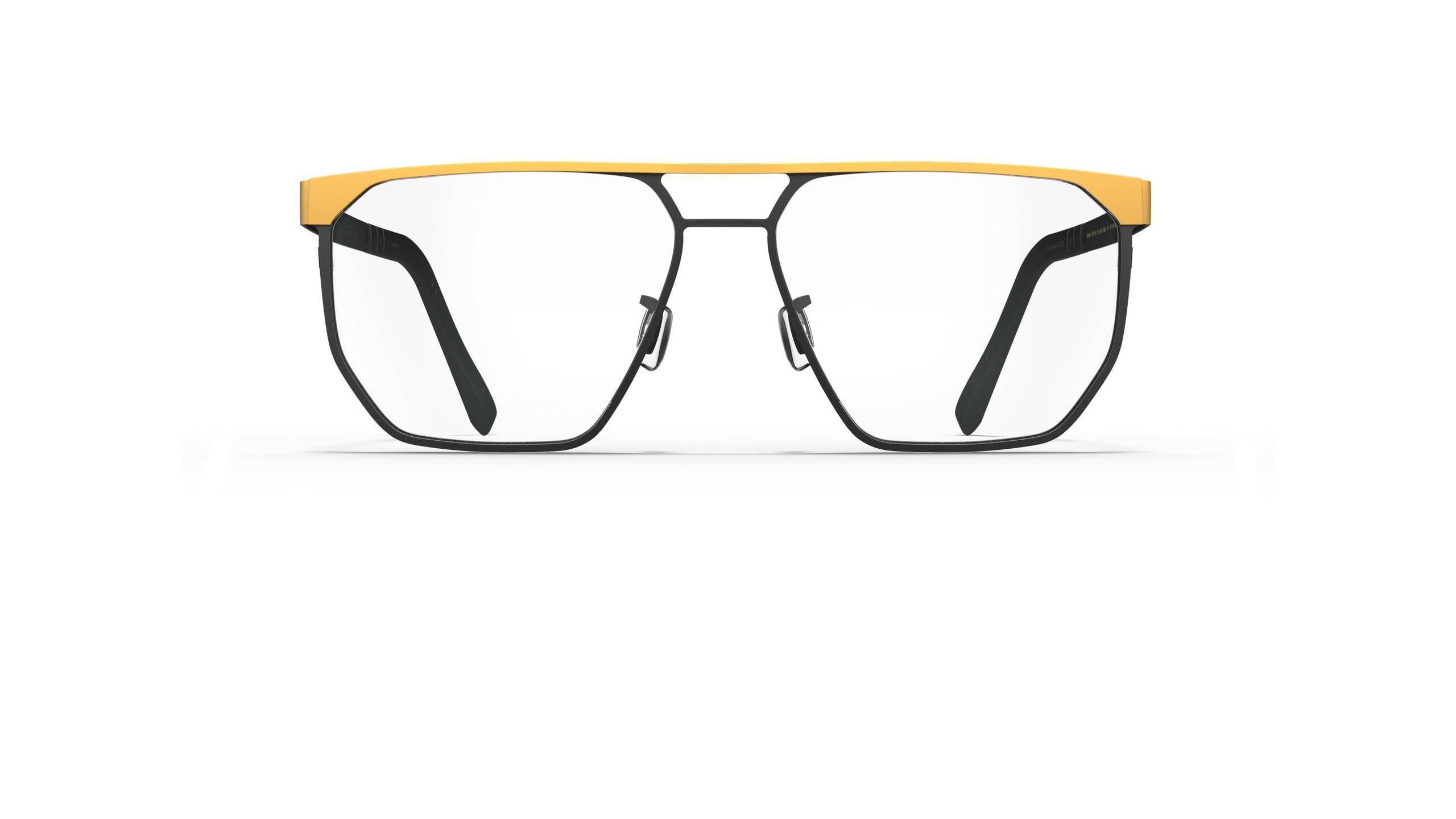 Lunettes Blackfin en titane avec barre supérieure dorée et monture noire